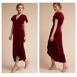 BHLDN Thrive Velvet Dress Wine Small